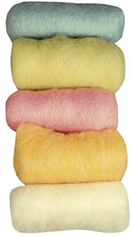 Rayher Hobby Rayher Filzwolle, reine Schurwolle, Vlies, Sommermix Poetry Life, Set 5 Farben à 20 g, Filzwolle 100 g, 100% Wolle zum Filzen, Märchenwolle, 53658000