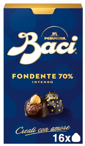 BACI PERUGINA Fondente 70% Cioccolatini Fondenti ripieni al Gianduia, Scatola 200g