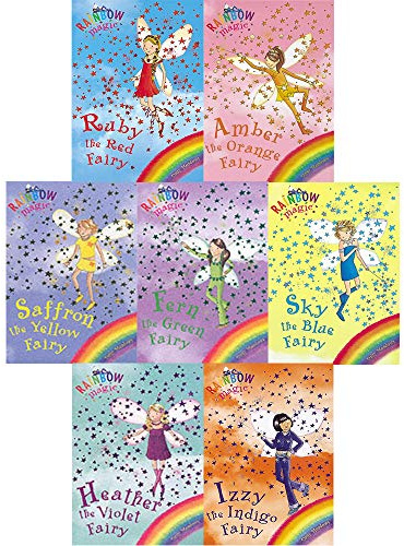 Rainbow Magic Colour Fairies Collection - 7 Books RRP £34.93 (1: Ruby the Red Fairy; 2: Amber the Orange Fairy; 3: Saffron the Yellow Fairy; 4: Fern the Green Fairy; 5: Sky the Blue Fairy; 6: Izzy the Indigo Fairy; 7: Heather the Violet Fairy)