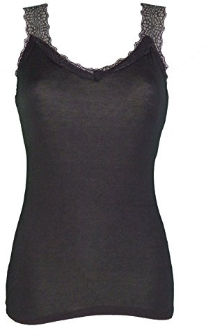 Miss Rouge Top, Débardeur à Bretelle Dentelle, Noir, Taille unique,Taille unique