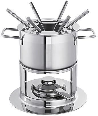 Schulte-Ufer 69070-16 Phoenix 16 cm mit 6 Einlegegabeln Fondue-Sets, Edelstahl, Silber