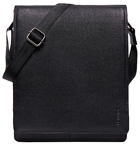 LEABAGS London Bandolera de Piel – Bolso Messenger Vintage Unisex – Bolso Pequeño de Cuero Auténtico de Estilo Casual y Elegante – Crossbody para el Uso Diario
