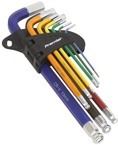Sealey Premier 9pc Anti-Slip Long Ball-End Hex Set - AK7190