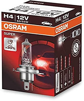 Osram 64193SUP SUPER H4, Halogen-Scheinwerferlampe, 12V, 1er Faltschachtel