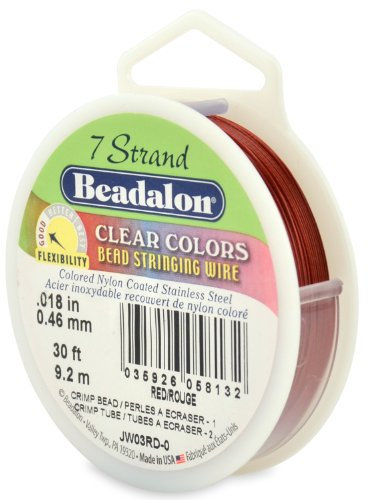 Beadalon 9.2 m Reel 0.46 mm Diameter 7 Strand Wire, Red