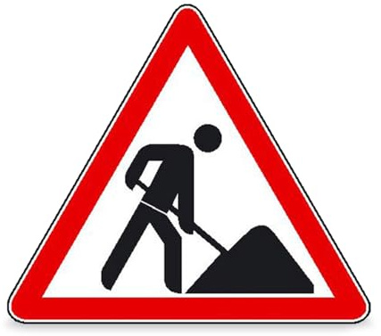 Betriebsausstattung24 Hinweisschild Vorsicht Baustelle - Aluminium, geprägt - 50,0 cm Seitenlänge - Symbol Schild