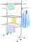 Todeco - Estante para Secado de Ropa, Tendedero - Material: Tubos de acero inoxidable - Carga máxima: 3 kg por barra de soporte - 3 estantes, Blanco, con alas