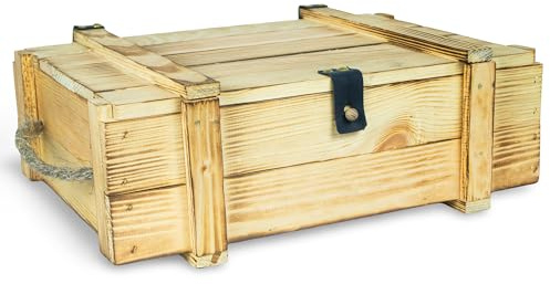Kistenkolli Altes Land Weinkiste 3er geflammt inkl. Holzwolle/Holzkiste/Geschenkbox/Aufbewahrungsbox/Überraschungskiste/Weinbox/Hochzeitskiste (3er Weinbox)