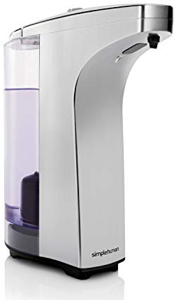 simplehuman 8 oz. Touch-Free Sensor Liquid Soap Pump Dispenser with Soap Sample, Brushed Nickel