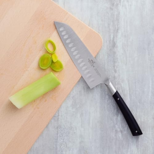 SABATIER - Couteau Santoku EDONIST JAIS 100% Forgé - 18 cm | Fabriqué en France, Lame Alvéolée et Clous Inox, Idéal pour Trancher, Emincer et Hacher avec Précision