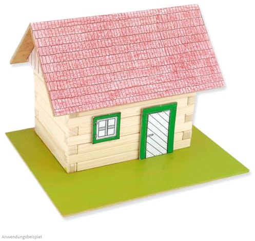 matches21 HOME & HOBBY Blockhaus DIY Holz Bastelset für Kinder ab 10 Jahren mit echten Holzbalken & Dachkonstruktion