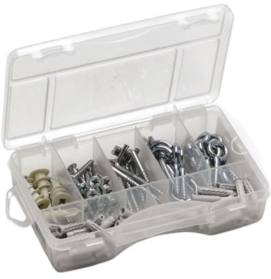 Index Fixing Systems Assortment Case 130-Piece Dowel Set, Equipped with: Universal Dowels, Panel Dowels, Cavity Dowels, Board Anchors Including Screw, Chipboard Screws, Screw Hooks, Assortment Case