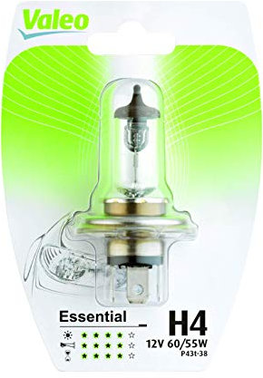 Valeo - Essential H4 - Ampoule Voiture Blister x1 (32006) - Lampe Voiture - Eclairage Voiture Haute Qualité