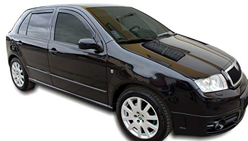 J&J AUTOMOTIVE Windabweiser passend für Skoda Fabia 2000-2007 4tlg, Heko Regenabweiser Vorne Hinten Getönt Dunkel Passform