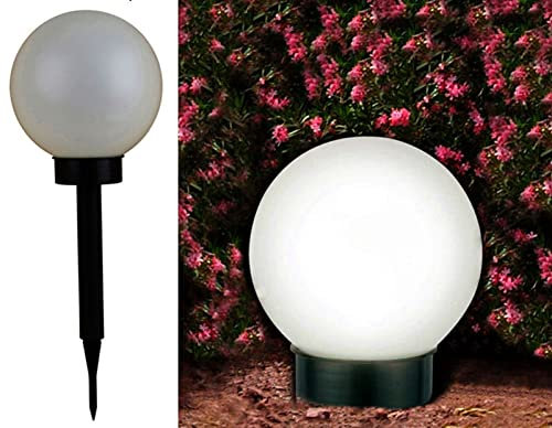 Spetebo Bola solar LED blanca cálida con estaca – 20 cm – Lámpara decorativa para jardín, balcón, terraza – bola solar bola de jardín