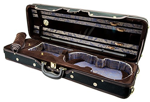 Paititi PTVNQF28 4/4 Full Size Professional Oblong Shape Lightweight Violin Hard Case, Black/Brown