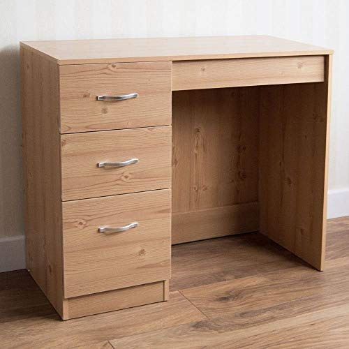 Vida Designs Riano Schminktisch aus Kiefernholz, 3 Schubladen, Schlafzimmermöbel, Kiefer, H 79 x W 93 x D 38 cm Approx