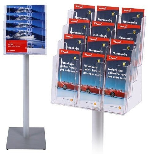 Prospektständer A4 A5 DIN lang vierstufig Aufsteller Prospektständer Boden Alu