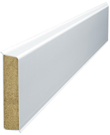 Döllken Cubu Flex Life weiss - 100mm hohe Holzkernsockelleiste mit Polyblend-Ummantelung für Vinylboden, Laminat und PVC Abschlussleiste Wandabschlussprofil Paket a 25m