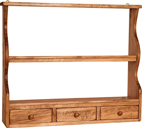 Biscottini Buffet Chinoise Style Rustique en Bois Massif Finition Tilleul et Naturelle L79xPR18xH68 cm