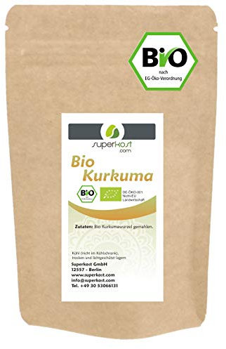 Superkost BIO Kurkuma Pulver gemahlen 1A Qualität vom Spezialisten seit 2010 DE-ÖKO-001 Kurkumawurzel (500g)