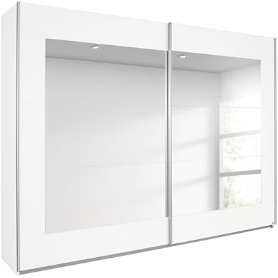 Rauch Möbel Alegro, Schwebetürenschrank, Farbe Weiß, Breite 271 cm | Kleiderschrank mit Schwebetüren, Schiebetüren, 2-türig, mit Spiegel, für Schlafzimmer, Kinderzimmer, Gästezimmer, Garderobe