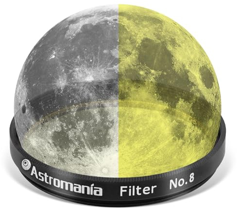 Astromania Telescope Filter, Planetary Filter with Metal Frame for Astronomical Telescope Eyepiece, 2 Inch Telescope #8 Yellow Color Filter for Enhancing Contrast in Lunar Planetary Observation