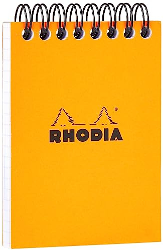 Rhodia 11500C Notizblock (A7, Doppelspirale kariert, 80 Blatt) 1 Stück orange
