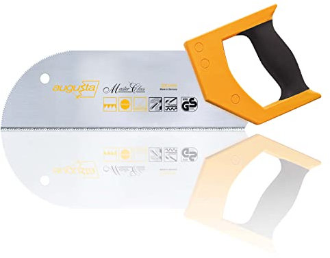 Augusta-Heckenrose Allzwecksäge 320 mm I Mehrzweck-Furniersäge aus Bandstahl C75 mit Universalzahnung I Säge mit 2-Komponenten-Softgriff für feine Schnitte