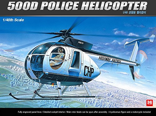 ACADEMY Flugzeug 1/48 Modell 12249 US Ed Hughes 500D Polizei Hubschrauber