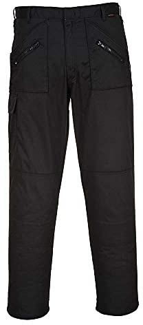 Portwest S887 Action Trousers Multi Pocket Secure Storage Reinforced Seams | Black, 36 Waist, UPF 40+, Straight Fit, Durable Polycotton Fabric, 35% Cotton, 65% Polyester, Zip Front, Workwear