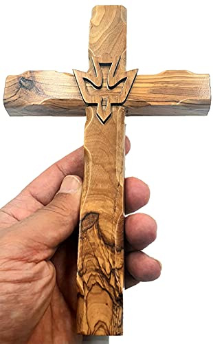 Zuluf 7.8 Olive Wood Dove Cross Wall Hanging Christian Holy Spirit Carved Jerusalem Gift Bedroom Decor CRS019