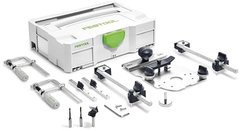 Festool Lochreihenbohrset LR 32-SYS (mit Führungsplatte, Zentrierdorn, HW-Beschlagbohrer, Dübelbohrer, Seitenanschläge mit Anschlagreiter, Schraubzwingen,Längenanschlag,Schraubendreher), im Systainer
