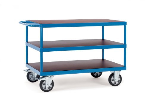 Fetra Transportgeräte mtpkc2426 F 1200 Wagen mit Tablett, 3 Ablagen, Regal 283 mm, 604 mm, 925 mm, 1200 kg Belastung Rollen, 200 mm Durchmesser, 2000 mm x 800 mm Plattform