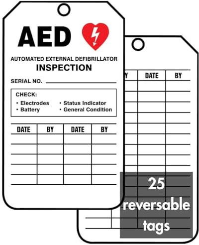 accuform Schilder trs345ctp Inspektion Tag, LegendAED Automatiesierter Externer Defibrillator Inspektion, 14,6 cm Länge x 8,3 cm Breite x 0 cm Stärke, pf-cardstock, rot/schwarz auf weiß (25 Stück)