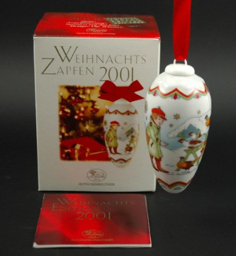 Hutschenreuther Weihnachtszapfen 2001, Zapfen, Porzellanzapfen, Weihnachten, Baumschmuck, Baumanhänger, Anhänger