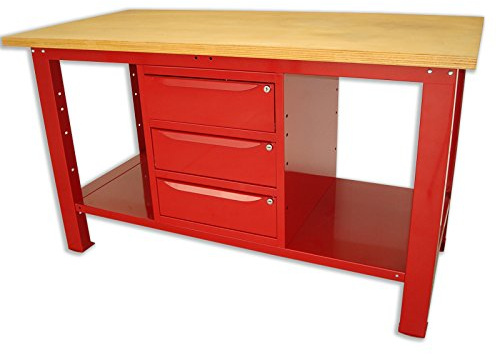 SOGI X3L-10_C Banco da lavoro da 1,5 mt. con piano in legno di faggio + armadio a 3 cassetti serie industria