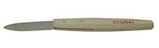 STUBAI Buchbindermesser 487002 | Klinge 115 mm, Gesamtlänge 240 mm | spitze Klinge mit Schneide zum Trennen von Buchblocks & Seiten | leicht geschwungener Holzgriff, 2 Nieten | handgefertigt