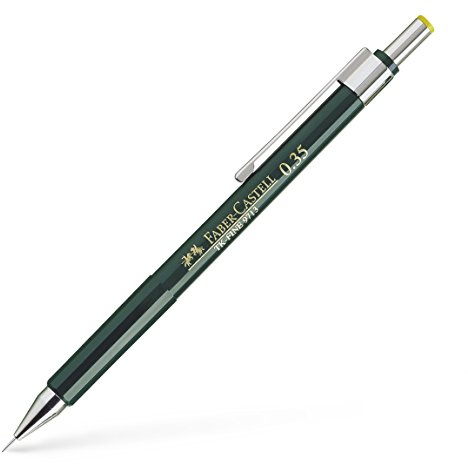 Faber-Castell 136300 - Druckbleistift TK-Fine - Grün - Radiergummi und 3 Minen 0,3 mm - HB