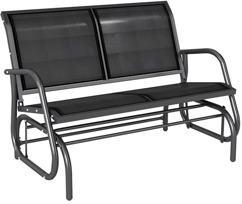 Outsunny Banco Balancín Tipo Silla Oscilante de Jardín o Patio con 2 Plazas 120x70x85 cm Metal y Tela Texteline