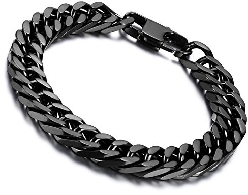 Flongo Herrenarmband Männer Kette aus Edelstahl Armband Armreif Armkette Link Handgelenk Panzerkette Schwarz Silber Rose Gold Klassiker Herren-Accessoires