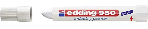 edding 950 Industrimålare – vit – 1 penna – rund spets 10 mm – markör för att skriva på metall, stenar, trä – grova eller våta ytor – permanent, vattentät