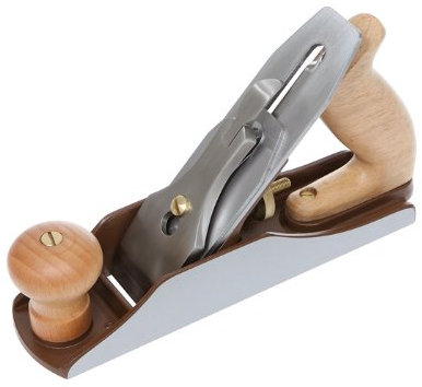 DICTUM® Hobel Nr. 4 | SK4 Eisen Schlichthobel | Holzhobel Handhobel mit 45°-Schnittwinkel | 50 mm Klinge, 3 mm Eisenstärke | Holzwerkzeug zur Holzbearbeitung | mit Jute-Baumwoll-Misch-Kordelzugbeutel