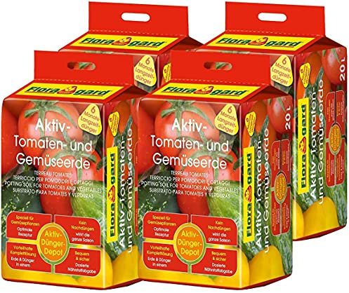 Floragard Aktiv Tomaten & Gemüseerde mit Guano und Langzeitdünger, 80L (4x20L)