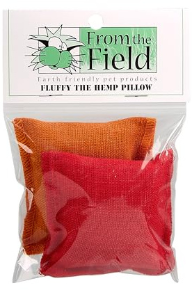 from The Field | 2-Pack Fluffy Hemp Catnip Pillow Toys – Durable, Eco-Friendly, Organic Catnip-Filled Toys for Cats – USA Made, Biodegradable, Natural Hemp Fabric for Safe Play