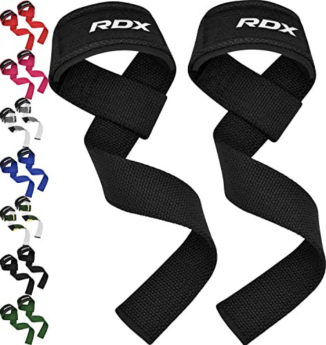 RDX Lifting Straps for Weightlifting – 100% Cotton Heavy Duty Gym Wrist Strap with 5MM Neoprene Padding, 60CM Anti-Slip Hand Grip Wraps for Deadlifts Powerlifting Workouts Strength Training, Men Women