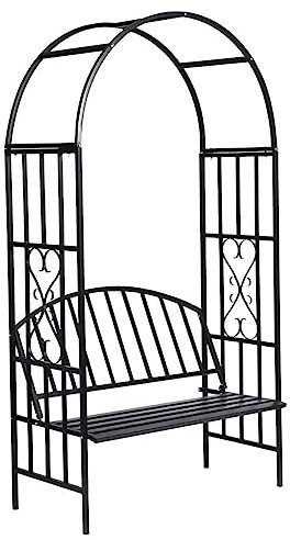 vidaXL Arco Giardino per Rose Metallo con Panchina Piante Rampicanti Pergolato