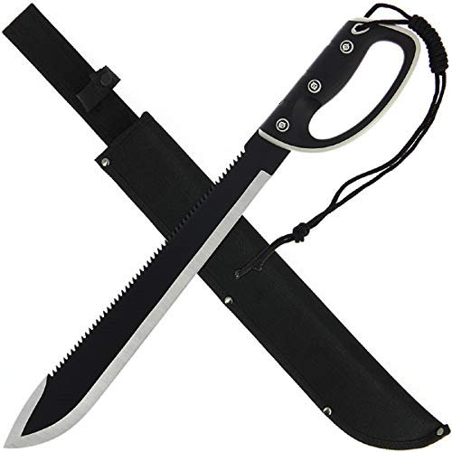 G8DS® Machete Kukri Buschmesser Haumesser Hackmesser Axt Beil mit Coduraetui aus Edelstahl in Schwarz