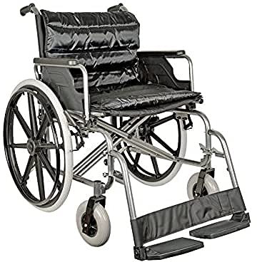 GIMA Carrozzina pieghevole extra large, seduta 55 cm, in tessuto nero, 27716