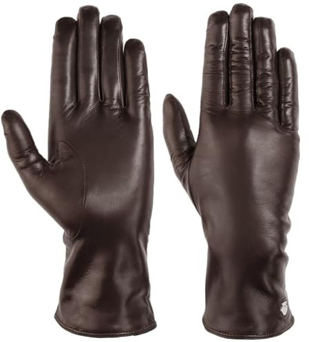 Roeckl Edelklassiker Leder Damenhandschuhe Damen - Fingerhandschuhe Winterhandschuhe mit Futter Herbst-Winter - 8 1/2 HS braun